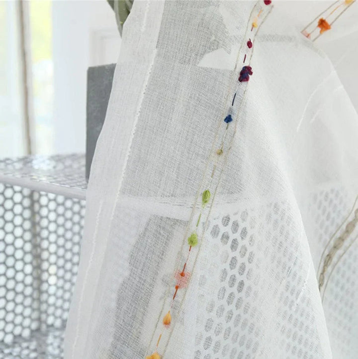 Colorful stereoscopic embroidered transparent curtain | Kalsten
