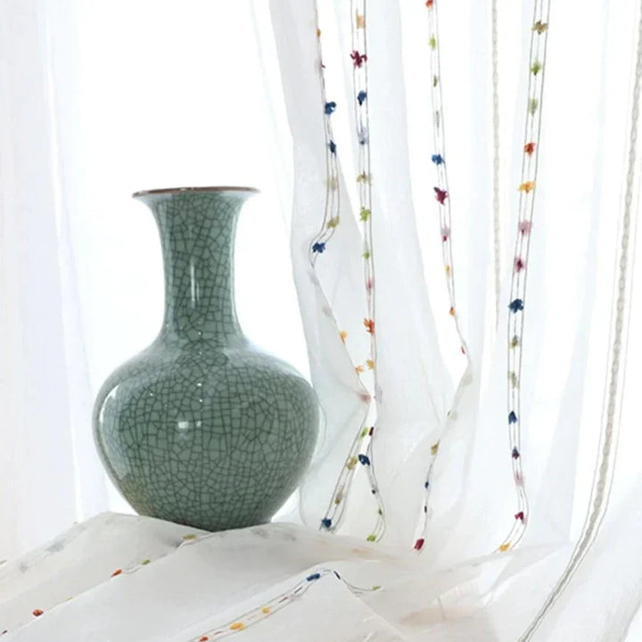 Colorful stereoscopic embroidered transparent curtain | Kalsten