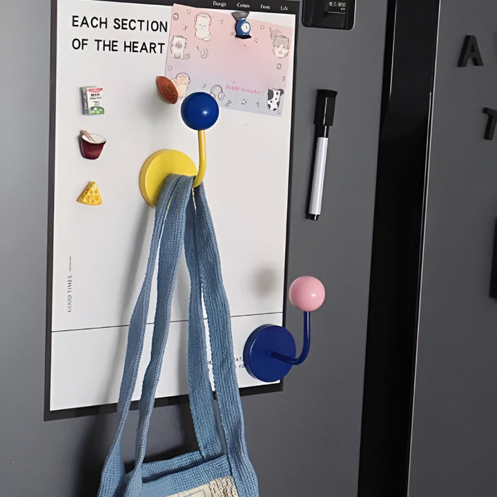 MagneSphere Wooden Magnetic Wall Hooks – Colorful Storage Solution Without Drilling | Kalsten