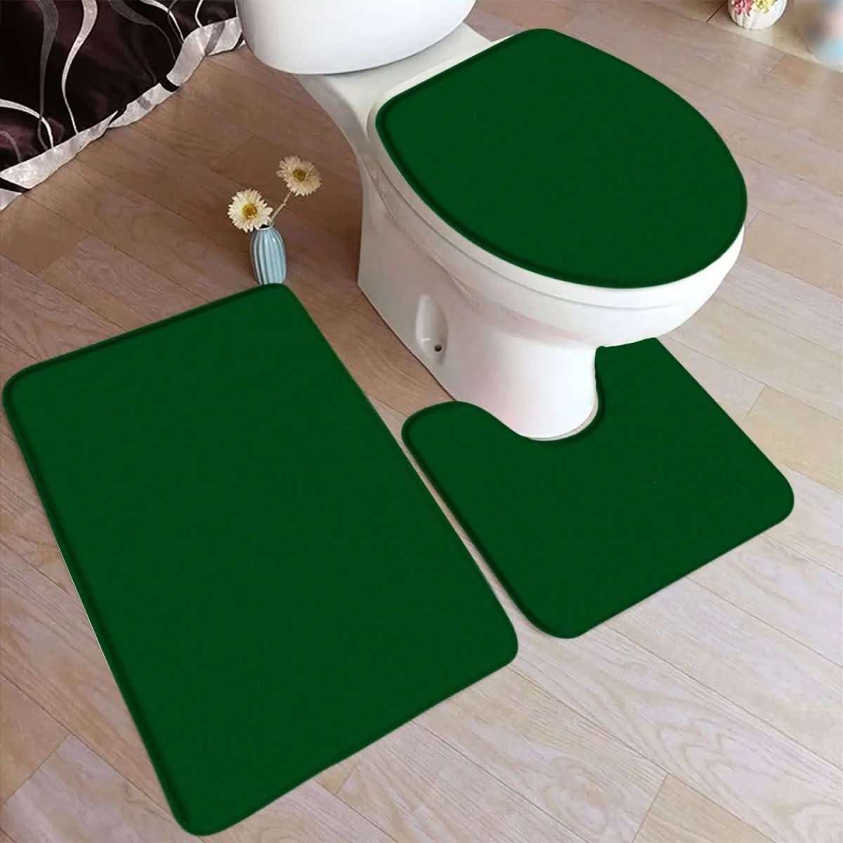 BowLift | 3-piece bath rug set with non-slip flannel surface