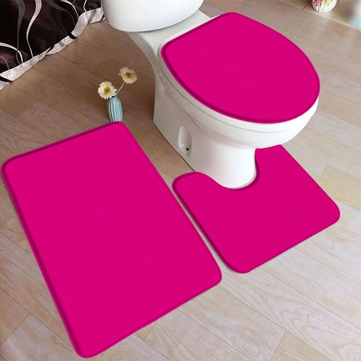 BowLift | 3-piece bath rug set with non-slip flannel surface
