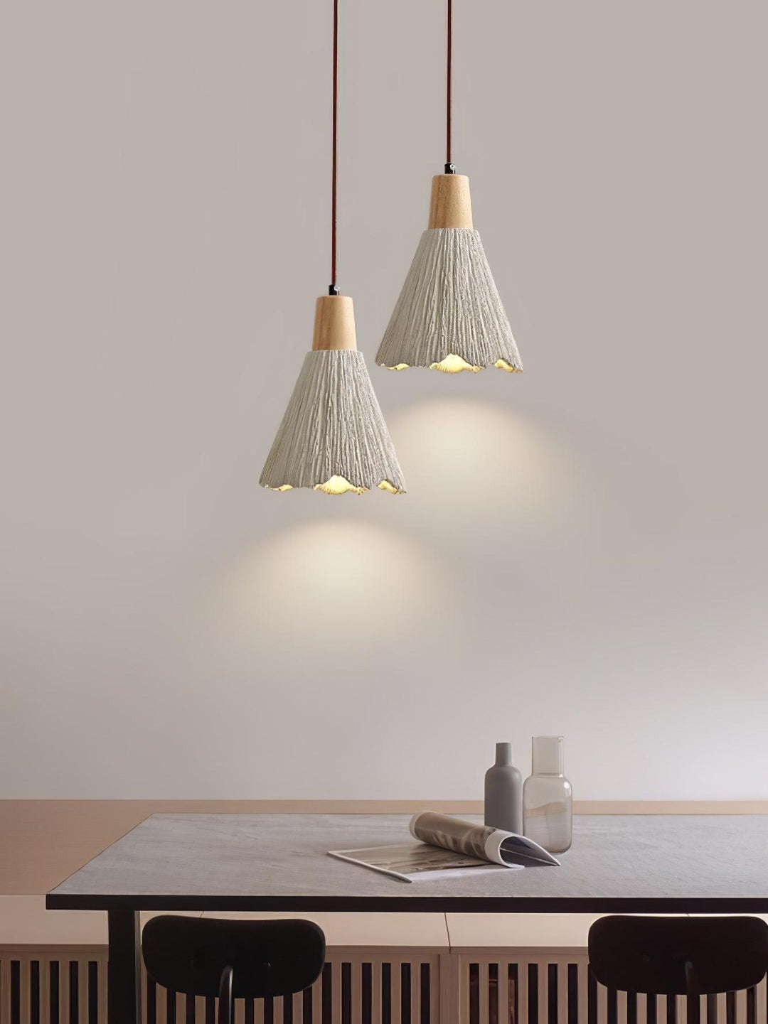 Concrete Pleated Drop light Pendant Lamp | Kalsten