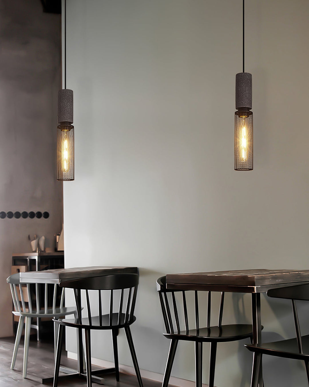 Pendant Light Cement Metal 9.8 in Adjustable Indoor Ceiling Lamp Black Grey Dining Kitchen Bedroom Accent | Kalsten