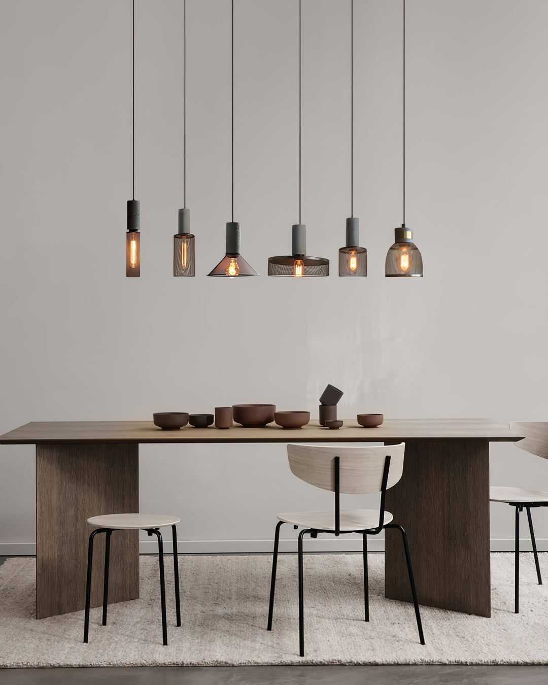 Pendant Light Cement Metal 9.8 in Adjustable Indoor Ceiling Lamp Black Grey Dining Kitchen Bedroom Accent | Kalsten