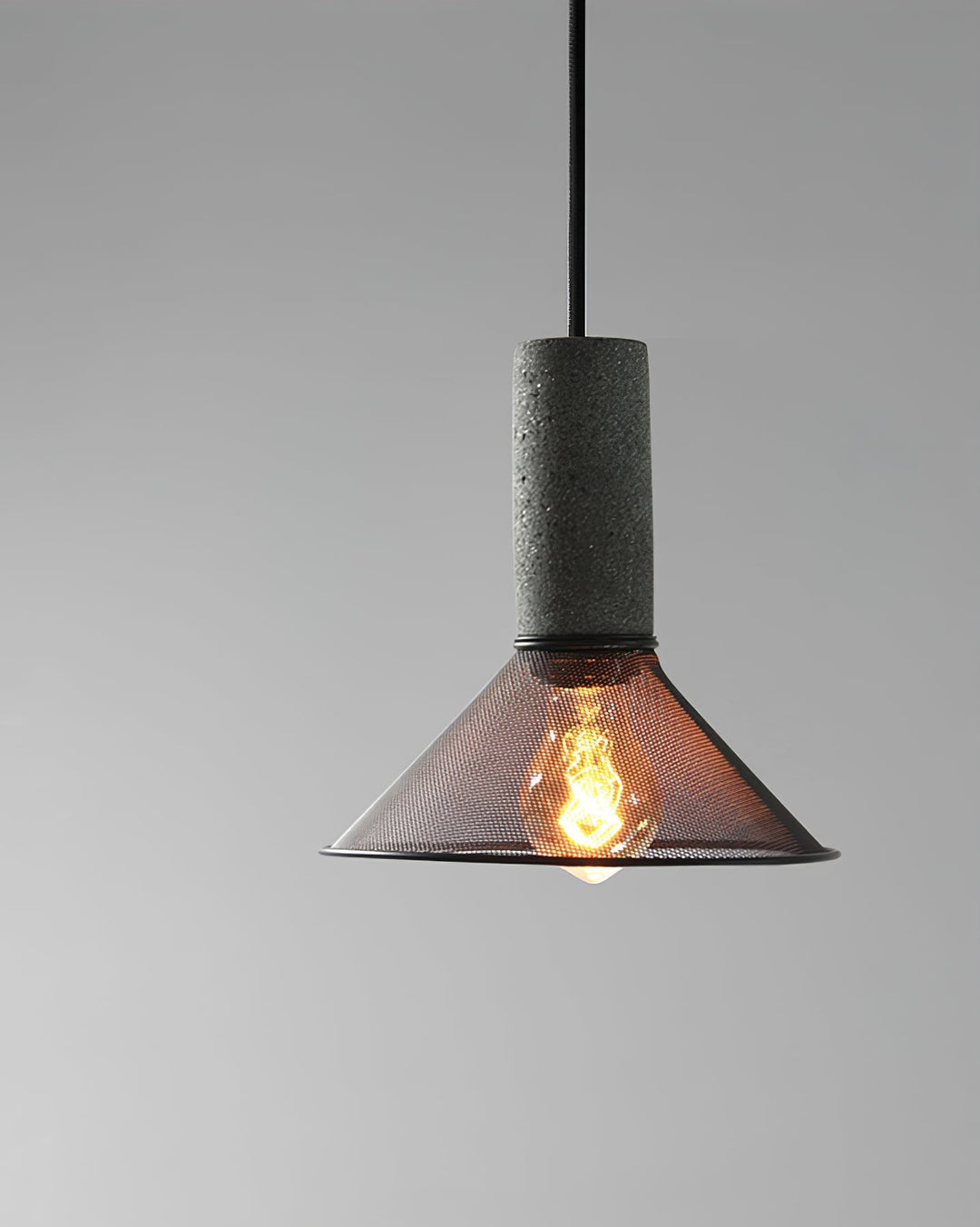 Pendant Light Cement Metal 9.8 in Adjustable Indoor Ceiling Lamp Black Grey Dining Kitchen Bedroom Accent | Kalsten