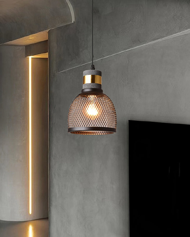 Pendant Light Cement Metal 9.8 in Adjustable Indoor Ceiling Lamp Black Grey Dining Kitchen Bedroom Accent | Kalsten