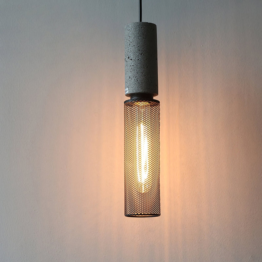Pendant Light Cement Metal 9.8 in Adjustable Indoor Ceiling Lamp Black Grey Dining Kitchen Bedroom Accent | Kalsten