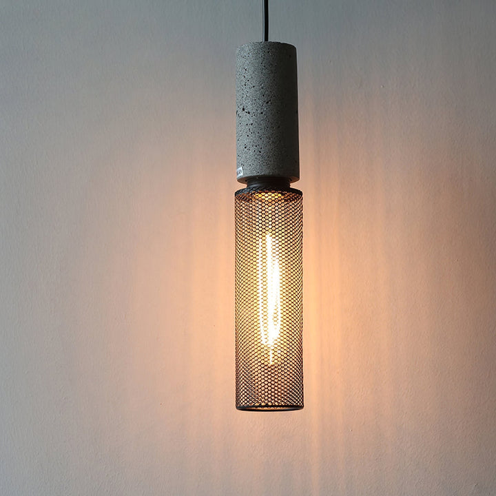 Pendant Light Cement Metal 9.8 in Adjustable Indoor Ceiling Lamp Black Grey Dining Kitchen Bedroom Accent | Kalsten
