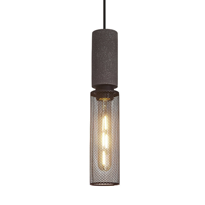 Pendant Light Cement Metal 9.8 in Adjustable Indoor Ceiling Lamp Black Grey Dining Kitchen Bedroom Accent | Kalsten