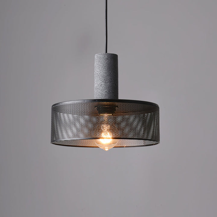Pendant Light Cement Metal 9.8 in Adjustable Indoor Ceiling Lamp Black Grey Dining Kitchen Bedroom Accent | Kalsten