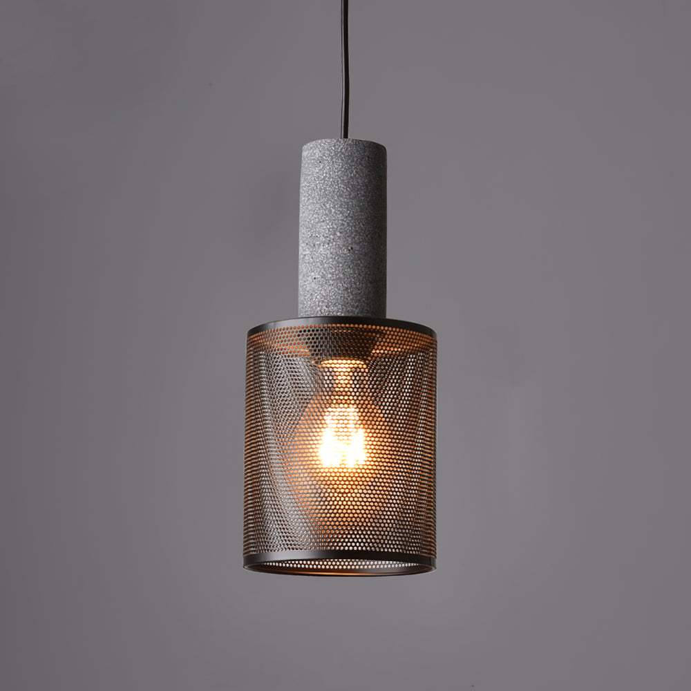Pendant Light Cement Metal 9.8 in Adjustable Indoor Ceiling Lamp Black Grey Dining Kitchen Bedroom Accent | Kalsten