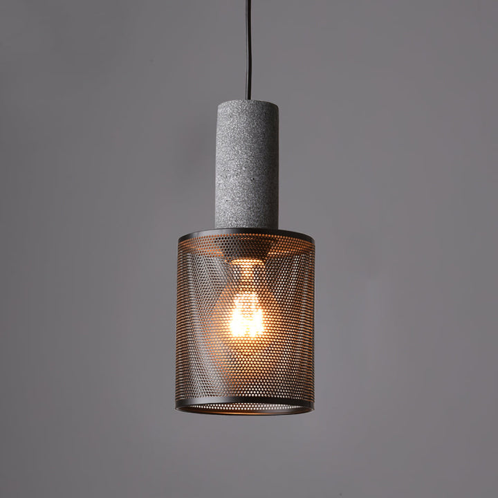 Pendant Light Cement Metal 9.8 in Adjustable Indoor Ceiling Lamp Black Grey Dining Kitchen Bedroom Accent | Kalsten