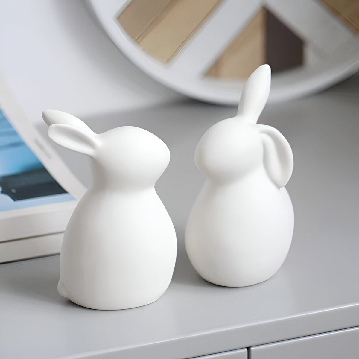 BowLift | ConeyBliss Minimalist Ceramic Bunny – Elegant White Easter Rabbit Figurine Decor