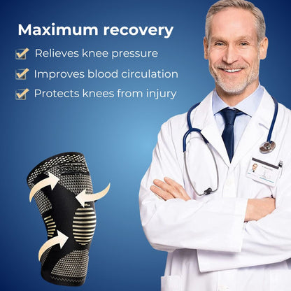 CopperFlex Knee Sleeve with Compression | for Pain Relief - Support - Mobility - Perfect for Athletes, Arthritis, Seniors, and Injury Recovery Skanto