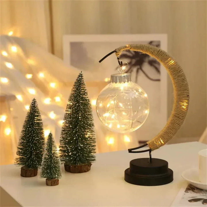 LunaGlow - Luxury Table Lamp - Moon Crescent - Wicker Design - Elegant Lighting | Kalsten