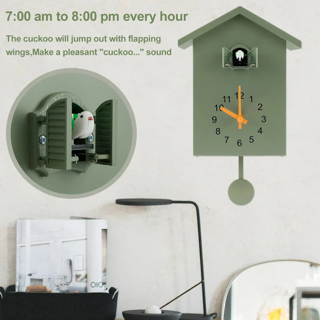 Kalsten | Cuckoo Clock Cuckoo Sound Clock with Pendulum Delicate Cuckoo Clock Bird Battery Operated Cuckoo Wall Clock for Living Room Decor