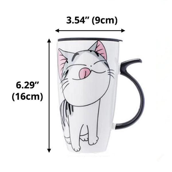 Cute Cat Ceramic Mug with Cover Lid | Kalsten
