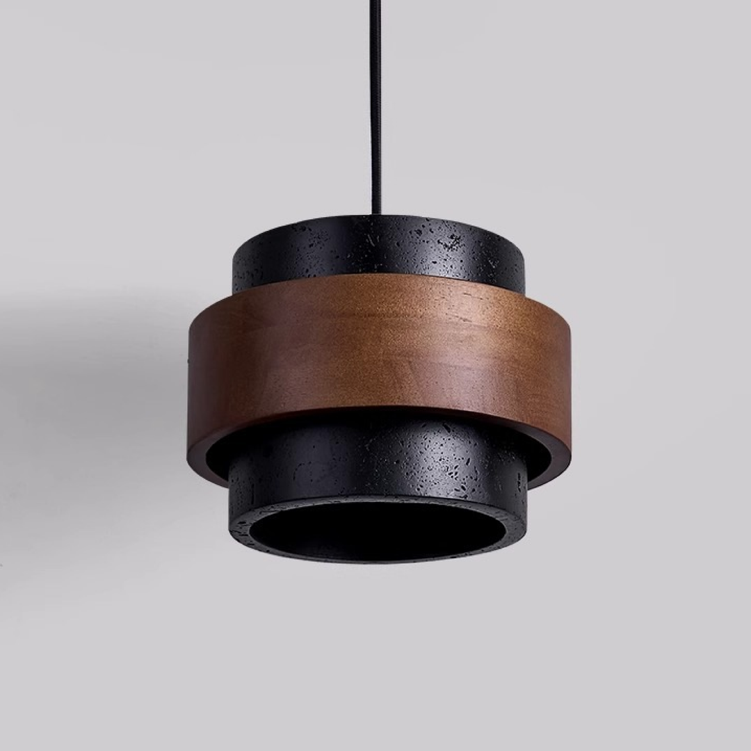 Kalsten | Black Hanging Lamp Travertine with Adjustable Height – Modern Lamp for Living Room and Dining Room above Table
