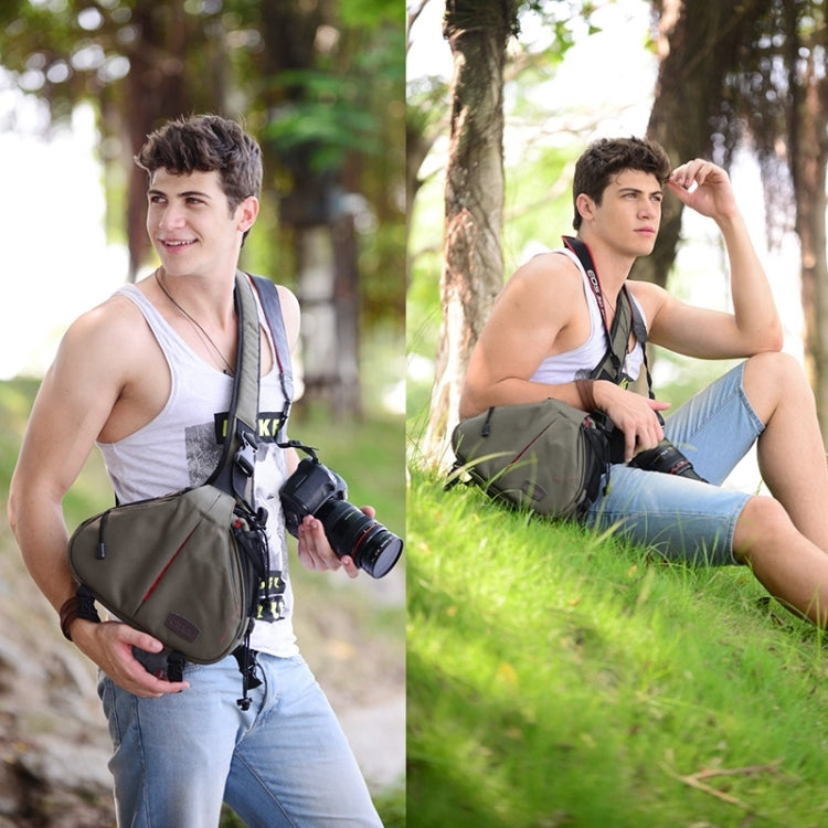 BowLift | CADEN Triangle Tscope Sling Shoulder Cross Digital Camera Bags Case Soft Bag with Rain Cover for Canon Nikon Sony K1, Size: 36*31*15cm (Army Green)