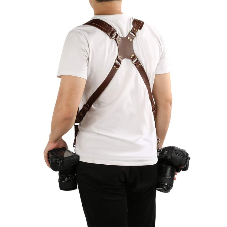 Skanto | Quick Release Non-Slip Double Shoulder Teacher Strap Camera Strap with Metal Hook for SLR / DSLR Cameras (Brown)