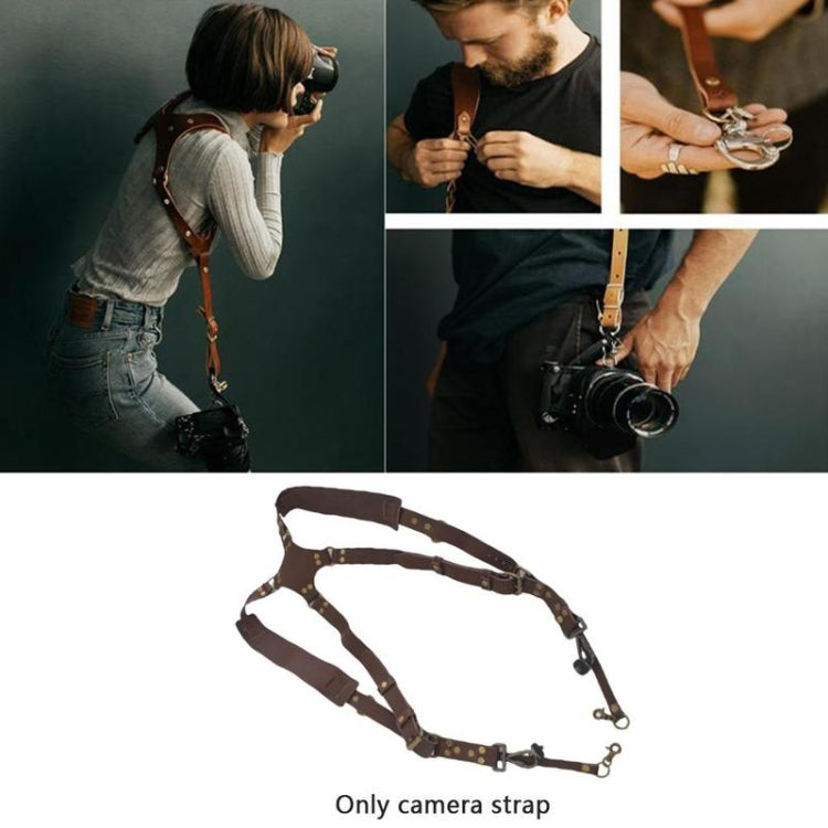 Quick Release Anti-Slip Dual Shoulder Leather Camera Strap with Metal Hooks for SLR / DSLR Cameras (Brown)