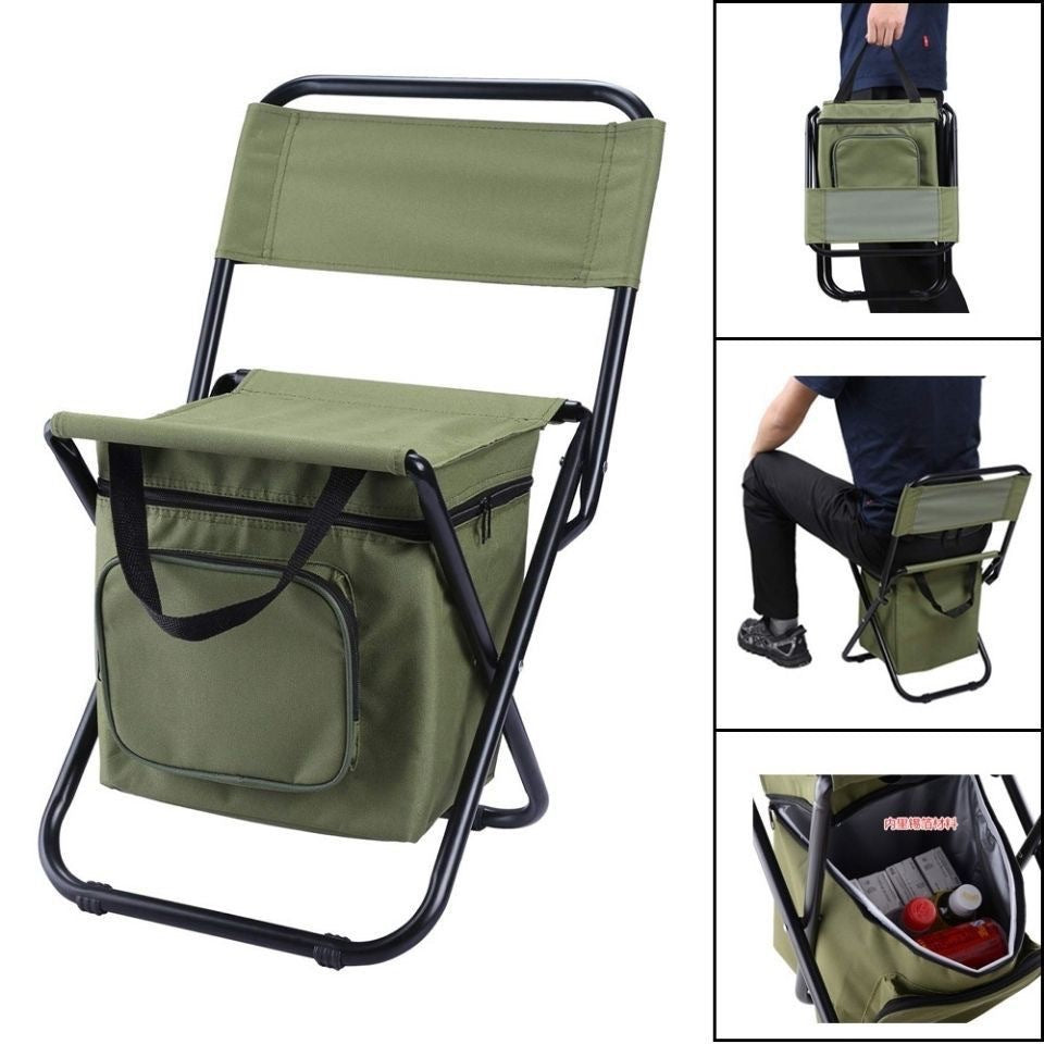 Contemporary Industrial Rectangular Oxford Fabric Steel Pipe Foldable Camping Chair Backrest Armless For Garden & Outdoor Patio | Kalsten