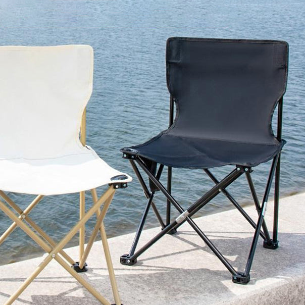 Contemporary Scandinavian Oxford Fabric Steel X-Shaped Folding Outdoor Chair With Backrest For Camping & Beach | Kalsten