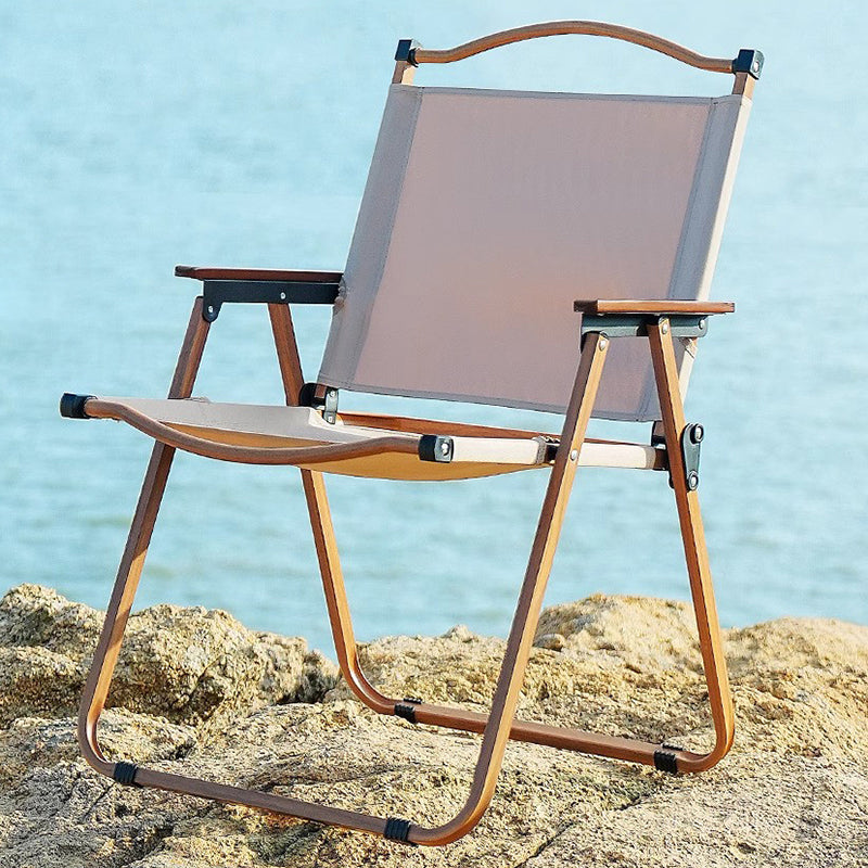Modern Minimalist Rectangle Beech Wood Carbon Steel Oxford Fabric Outdoor Foldable Camping Chair Backrest Armrest For Garden | Kalsten