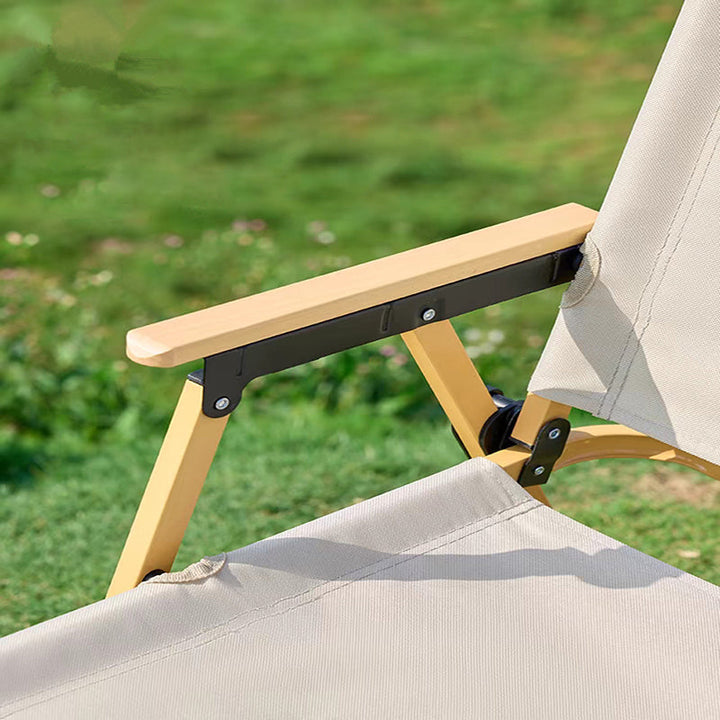 Modern Minimalist Rectangle Beech Wood Carbon Steel Oxford Fabric Outdoor Foldable Camping Chair Backrest Armrest For Garden | Kalsten