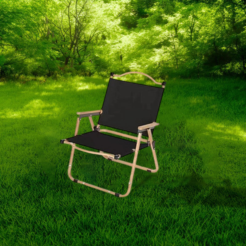 Modern Minimalist Rectangle Beech Wood Carbon Steel Oxford Fabric Outdoor Foldable Camping Chair Backrest Armrest For Garden | Kalsten