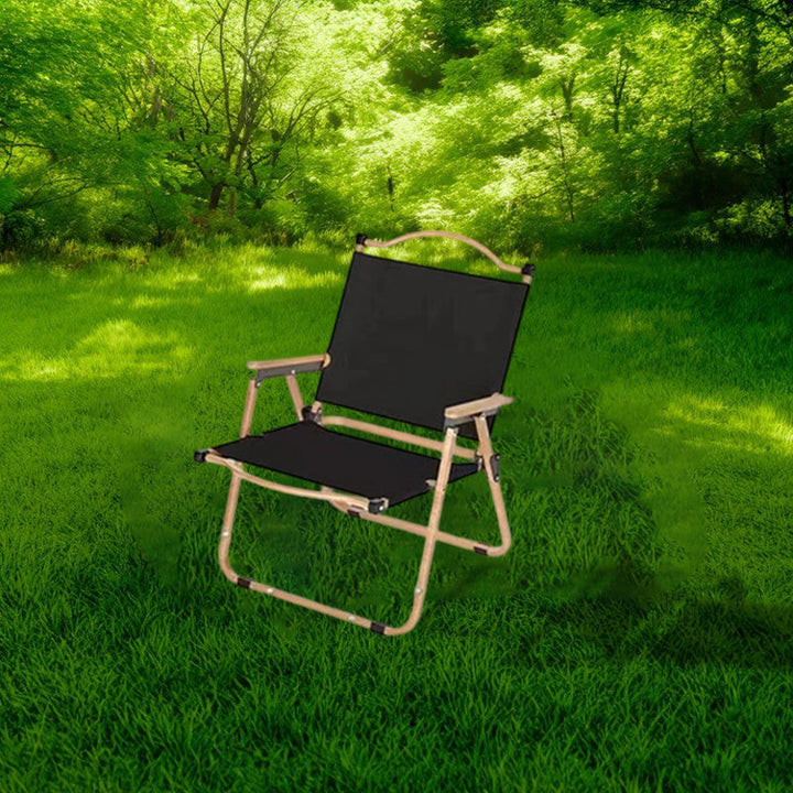 Modern Minimalist Rectangle Beech Wood Carbon Steel Oxford Fabric Outdoor Foldable Camping Chair Backrest Armrest For Garden | Kalsten