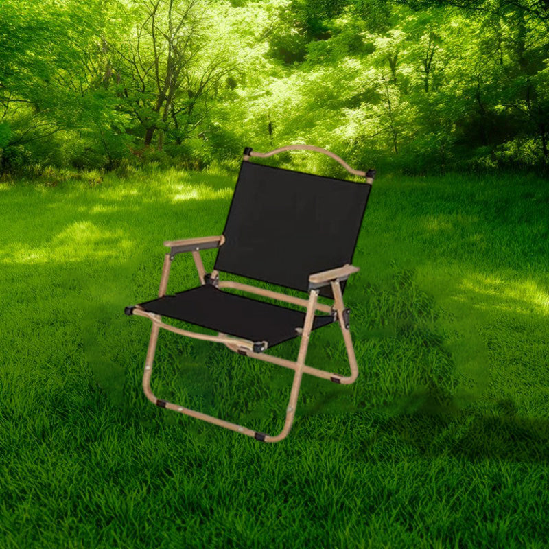 Modern Minimalist Rectangle Beech Wood Carbon Steel Oxford Fabric Outdoor Foldable Camping Chair Backrest Armrest For Garden | Kalsten