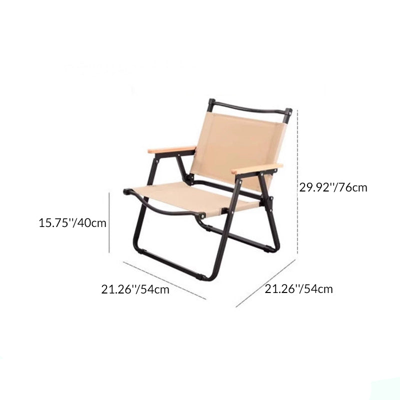 Modern Minimalist Rectangle Beech Wood Carbon Steel Oxford Fabric Outdoor Foldable Camping Chair Backrest Armrest For Garden | Kalsten