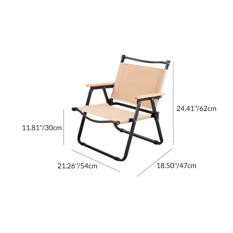 Modern Minimalist Rectangle Beech Wood Carbon Steel Oxford Fabric Outdoor Foldable Camping Chair Backrest Armrest For Garden | Kalsten