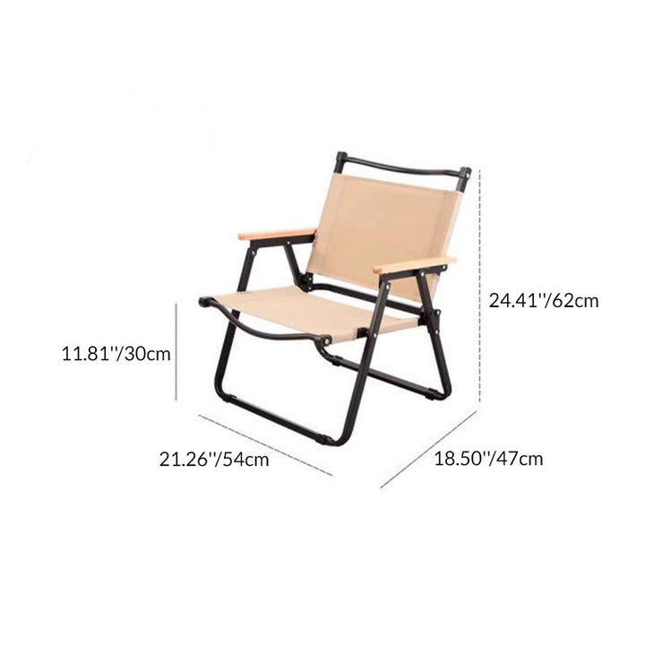 Modern Minimalist Rectangle Beech Wood Carbon Steel Oxford Fabric Outdoor Foldable Camping Chair Backrest Armrest For Garden | Kalsten