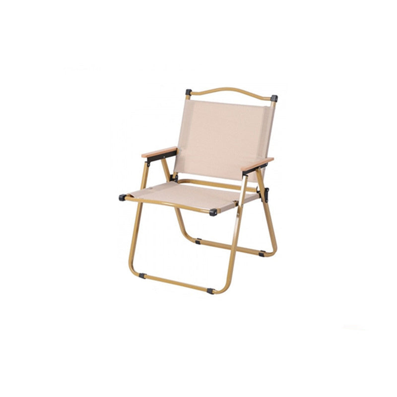Modern Minimalist Rectangle Beech Wood Carbon Steel Oxford Fabric Outdoor Foldable Camping Chair Backrest Armrest For Garden | Kalsten