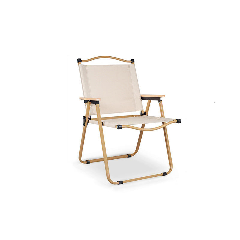 Modern Minimalist Rectangle Outdoor Carbon Steel Aluminum Alloy Beech Wood Oxford Fabric PET Foldable Portable Detachable Camping Chair Backrest Armrest For Garden | Kalsten