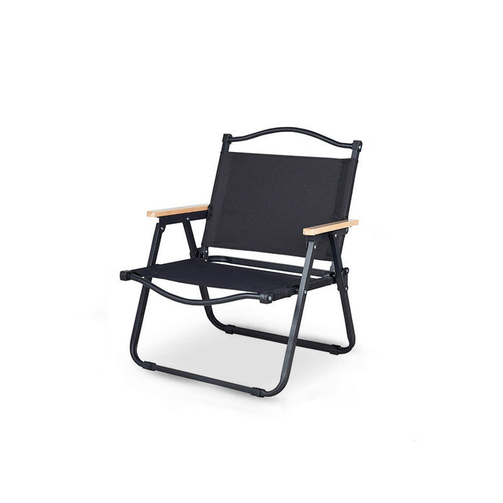 Modern Minimalist Rectangle Outdoor Carbon Steel Aluminum Alloy Beech Wood Oxford Fabric PET Foldable Portable Detachable Camping Chair Backrest Armrest For Garden | Kalsten