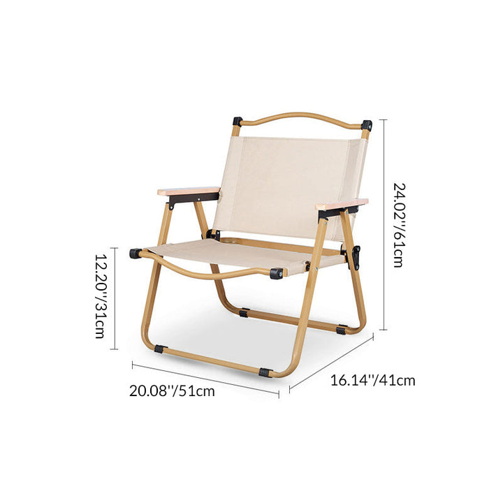 Modern Minimalist Rectangle Outdoor Carbon Steel Aluminum Alloy Beech Wood Oxford Fabric PET Foldable Portable Detachable Camping Chair Backrest Armrest For Garden | Kalsten
