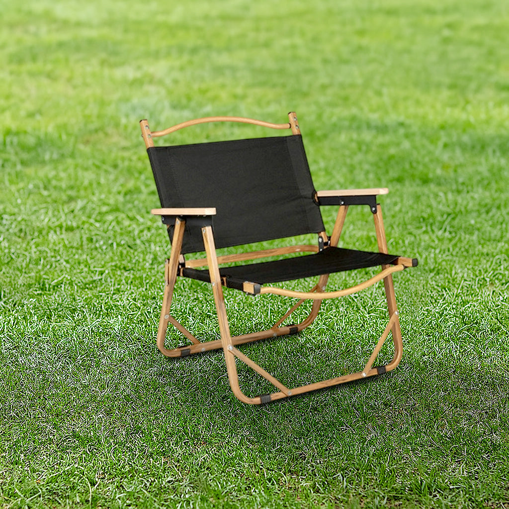 Modern Minimalist Rectangle Outdoor Carbon Steel Aluminum Alloy Beech Wood Oxford Fabric PET Foldable Portable Detachable Camping Chair Backrest Armrest For Garden | Kalsten