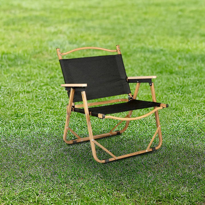Modern Minimalist Rectangle Outdoor Carbon Steel Aluminum Alloy Beech Wood Oxford Fabric PET Foldable Portable Detachable Camping Chair Backrest Armrest For Garden | Kalsten