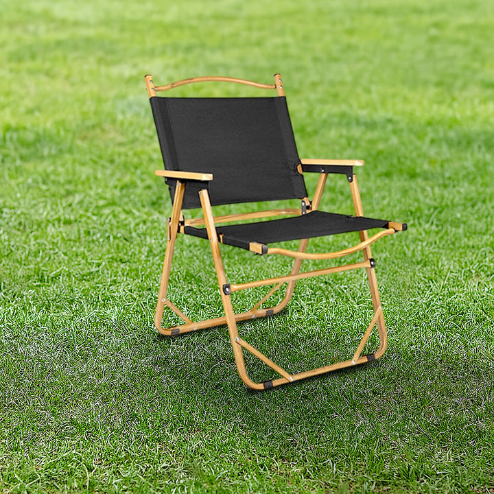 Modern Minimalist Rectangle Outdoor Carbon Steel Aluminum Alloy Beech Wood Oxford Fabric PET Foldable Portable Detachable Camping Chair Backrest Armrest For Garden | Kalsten
