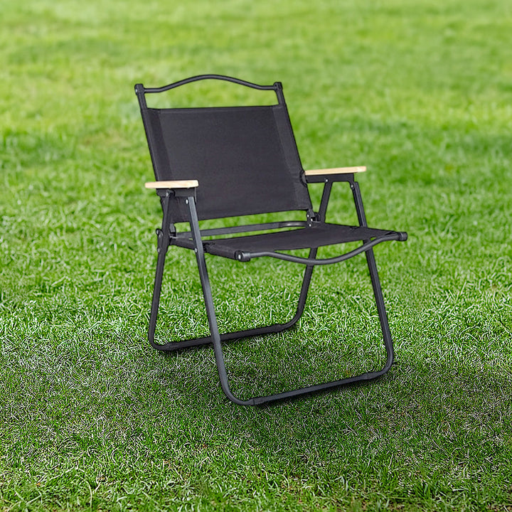 Modern Minimalist Rectangle Outdoor Carbon Steel Aluminum Alloy Beech Wood Oxford Fabric PET Foldable Portable Detachable Camping Chair Backrest Armrest For Garden | Kalsten