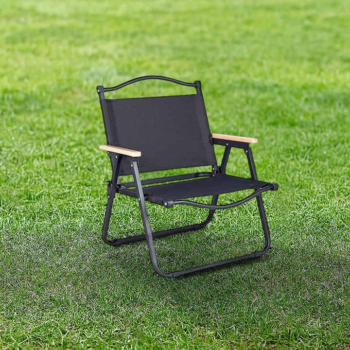 Modern Minimalist Rectangle Outdoor Carbon Steel Aluminum Alloy Beech Wood Oxford Fabric PET Foldable Portable Detachable Camping Chair Backrest Armrest For Garden | Kalsten