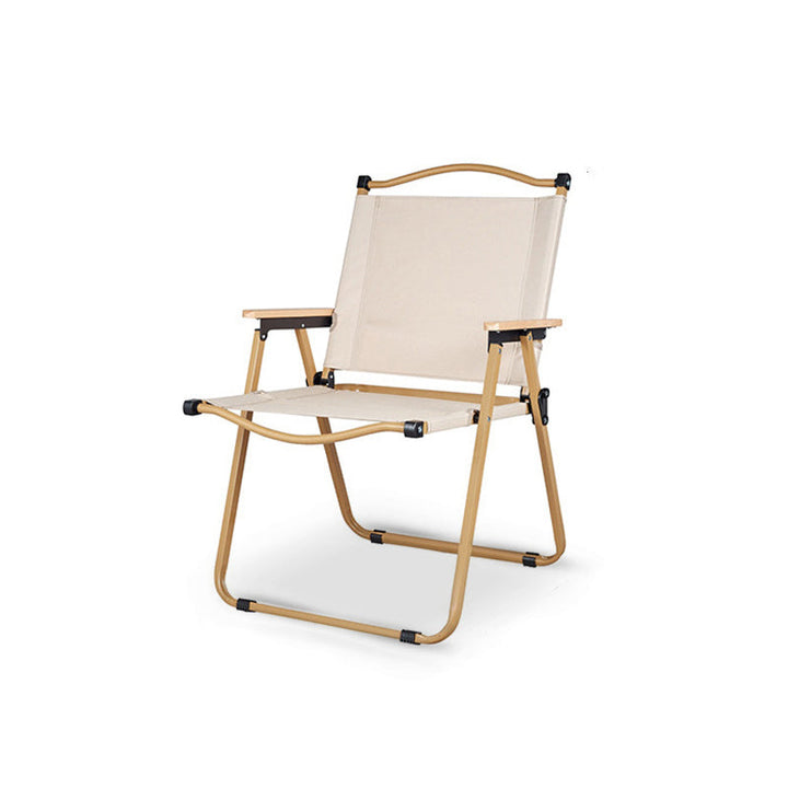 Modern Minimalist Rectangle Outdoor Carbon Steel Aluminum Alloy Beech Wood Oxford Fabric PET Foldable Portable Detachable Camping Chair Backrest Armrest For Garden | Kalsten