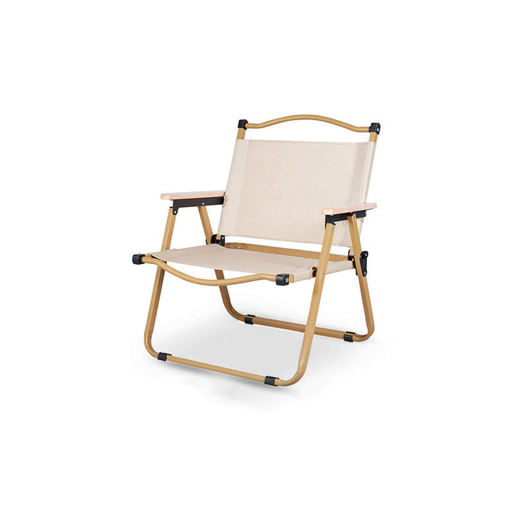 Modern Minimalist Rectangle Outdoor Carbon Steel Aluminum Alloy Beech Wood Oxford Fabric PET Foldable Portable Detachable Camping Chair Backrest Armrest For Garden | Kalsten
