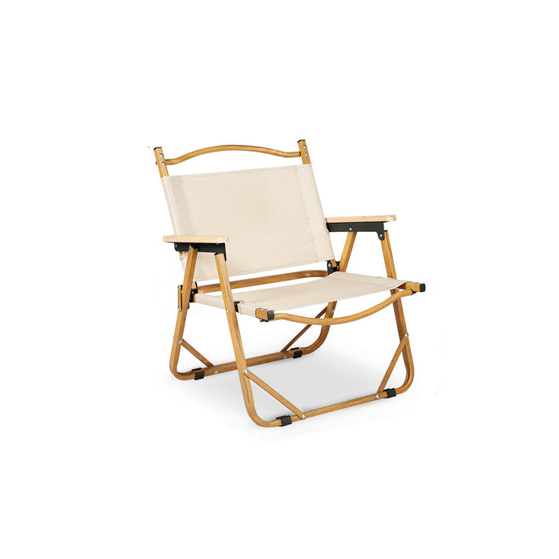 Modern Minimalist Rectangle Outdoor Carbon Steel Aluminum Alloy Beech Wood Oxford Fabric PET Foldable Portable Detachable Camping Chair Backrest Armrest For Garden | Kalsten