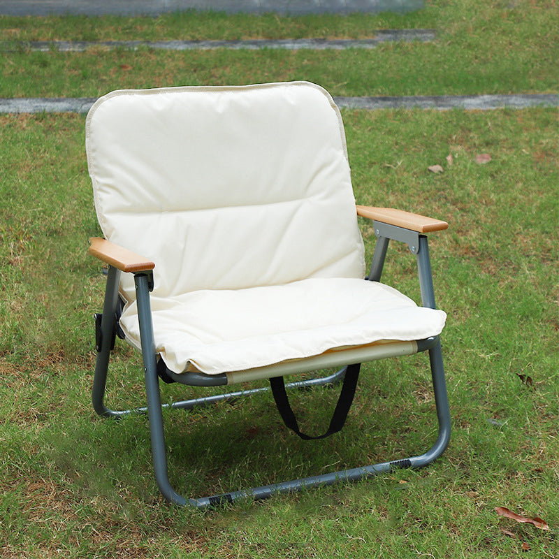 Modern Minimalist Rectangular Carbon Steel Oxford Fabric Collapsible Camping Chair Backrest Armrest For Garden | Kalsten