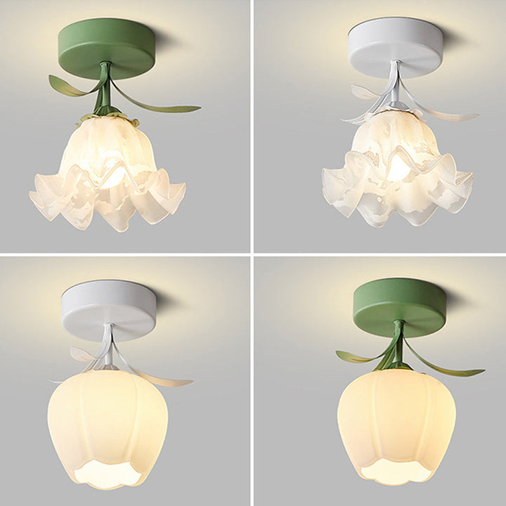 Floral Glass Shade Ceiling Lamp Kalsten