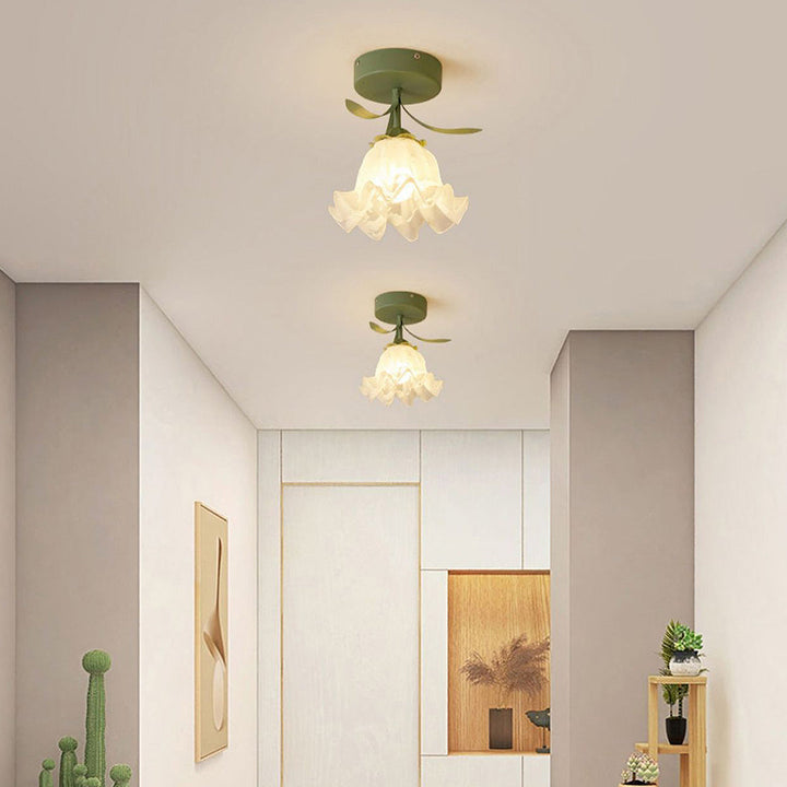 Kalsten | Ceiling Light with Floral Glass Shade Design